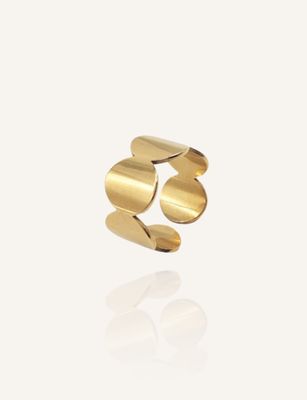 Ring MANA Manschettenring Kreise Edelstahl gold - Bunter Schmuck
