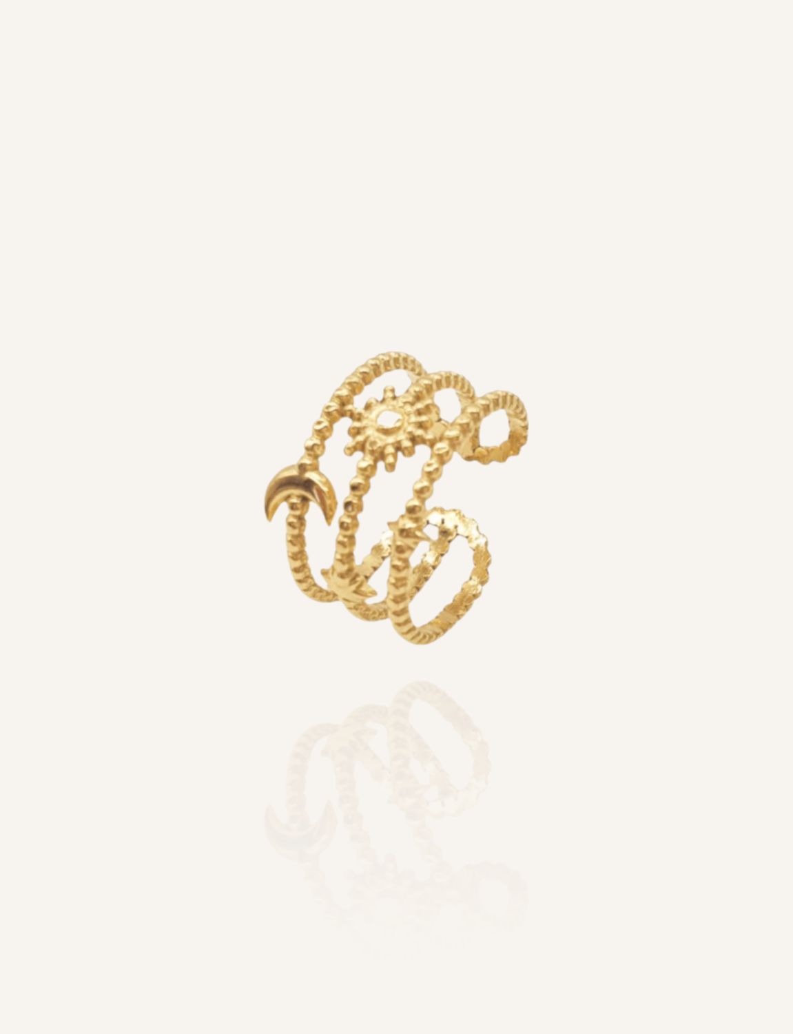 Ring ANARA Sonne Mond Sterne Edelstahl gold - Bunter Schmuck