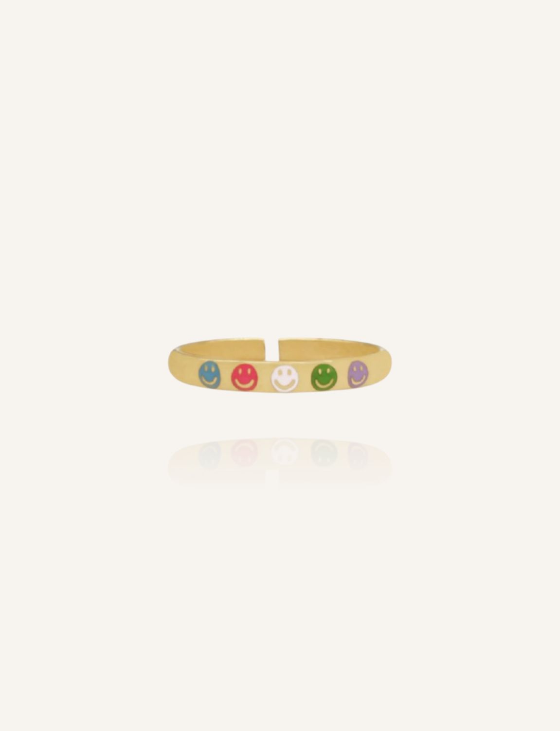 Ring SMILEY bunt Edelstahl gold wasserfest - Bunter Schmuck