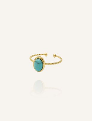 Ring ERA Türkis Edelstahl gold wasserfest - Bunter Schmuck