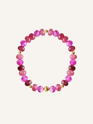 Hübsches Armband aus facettiertem Quarz & Glasperlen in Pink- und Beerentönen, Trend 2025. Ein Statement solo oder gestylt 
