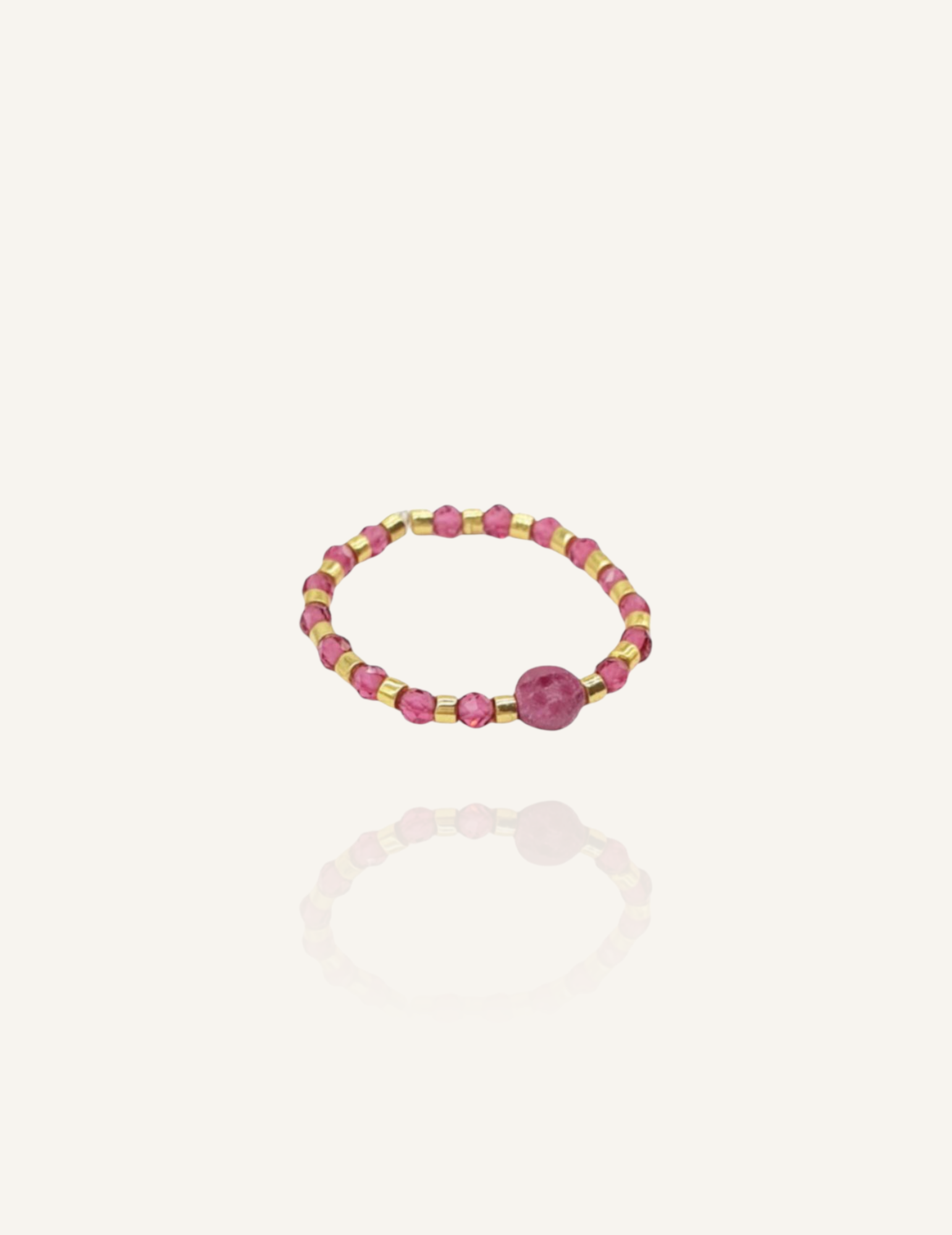Jade Turmalin Ring elastisch pink gold - Bunter Schmuck