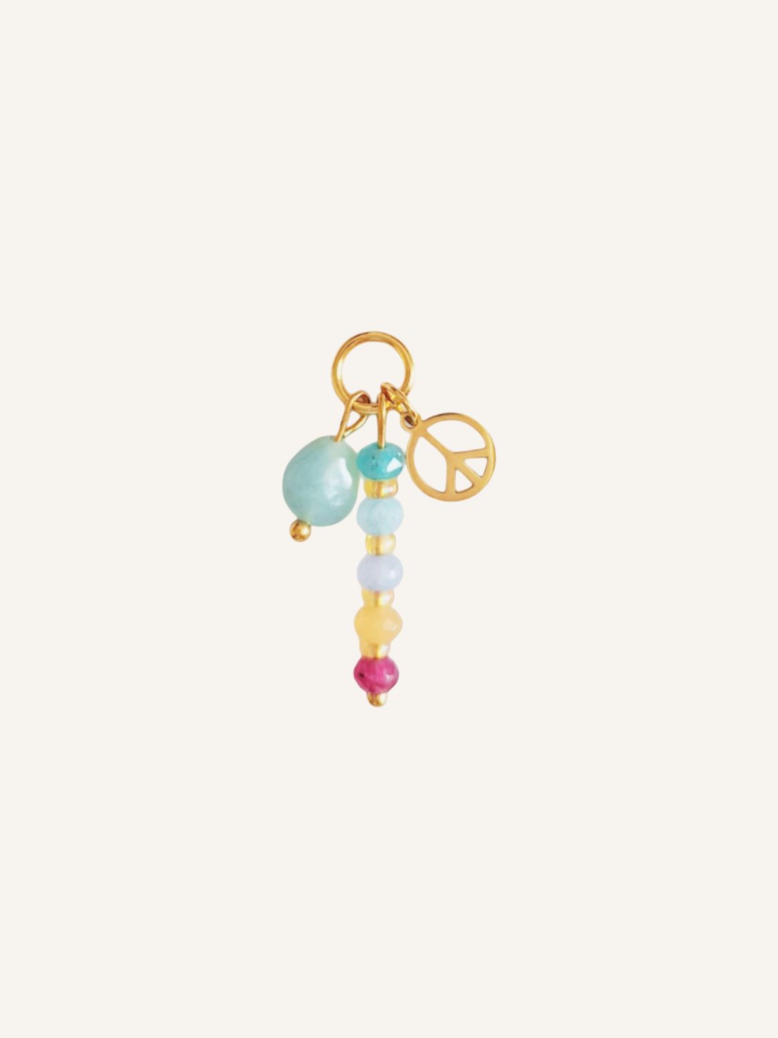 Anhänger aus versch. Elementen wie bunten Edelsteinen & Peace-Zeichen. Variabel für Ohrringe für Halsketten. Bunter Schmuck