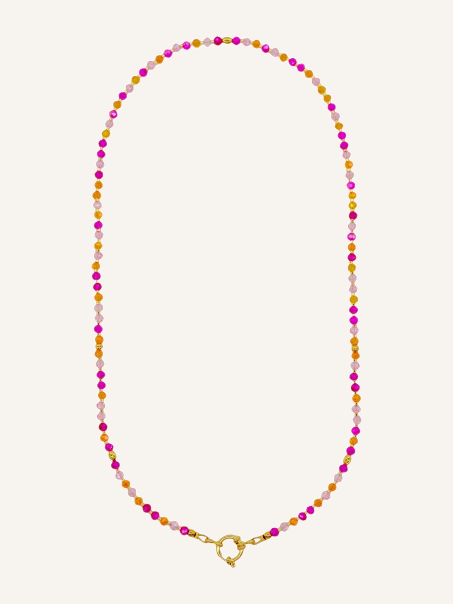 Bunte lange Boho-Halskette JIETTE 55cm Pink Orange Gold - Bunter Schmuck