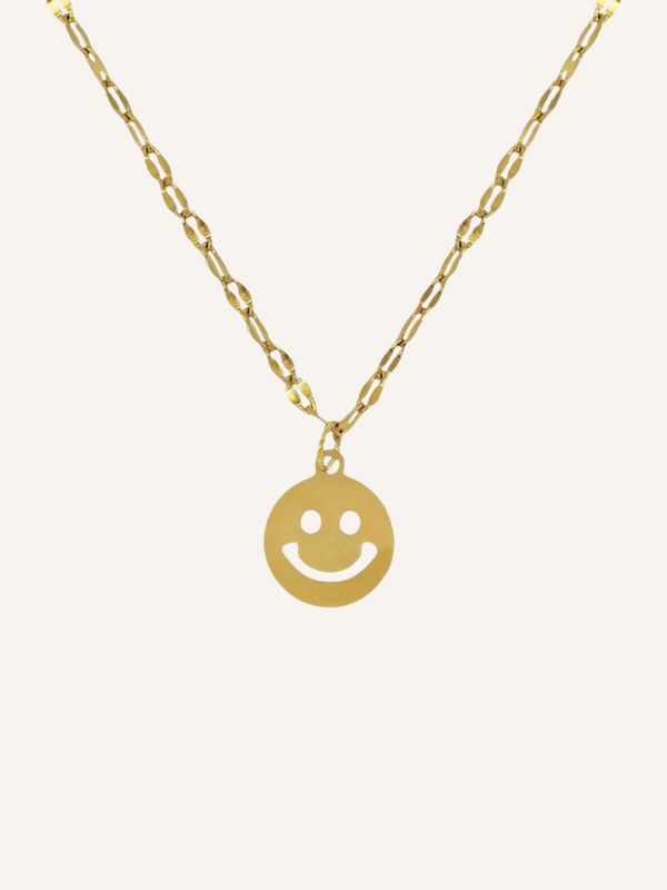 SMILEY Halskette Edelstahl Gold - Bunter Schmuck Zarte goldene Halskette mit hübschen Smiley-Anhänger. Perfektes Gute-Laune-Schmuckstück und Layering It-Piece