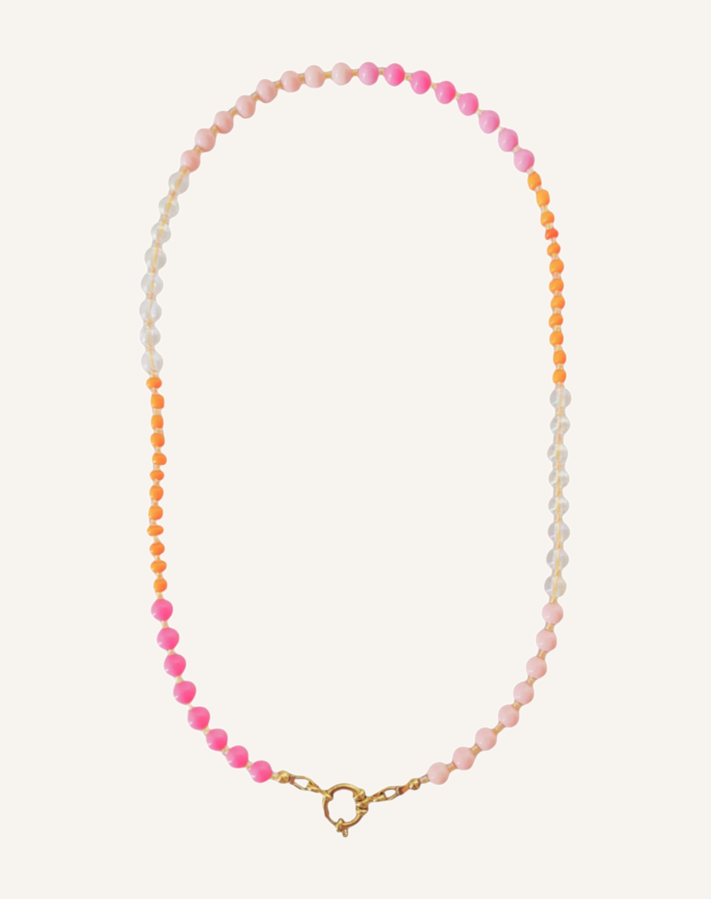 Bunte Perlen Halskette JOYCE 54 cm Orange Pink Gold  - Bunter Schmuck