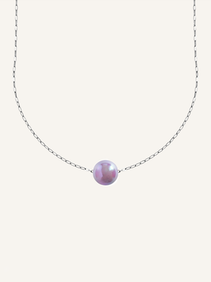 TILDA Chunky bunte Halskette mit dicker Perle Lila Silber - Bunter Schmuck Handgemachte bunte Statement-Kette aus silberner Halskette & dicker lila Perle. Ausdrucksstarker Schmuck für kreative Seelen