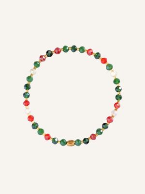 XMAS LIGHTS handgemachtes Weihnachtsarmband in Grün & Rot - Bunter Schmuck Handgemachtes Armband in Weihnachtsfarben mit grünen & roten facettierten Glasperlen. Perfekt als Weihnachtsgeschenk