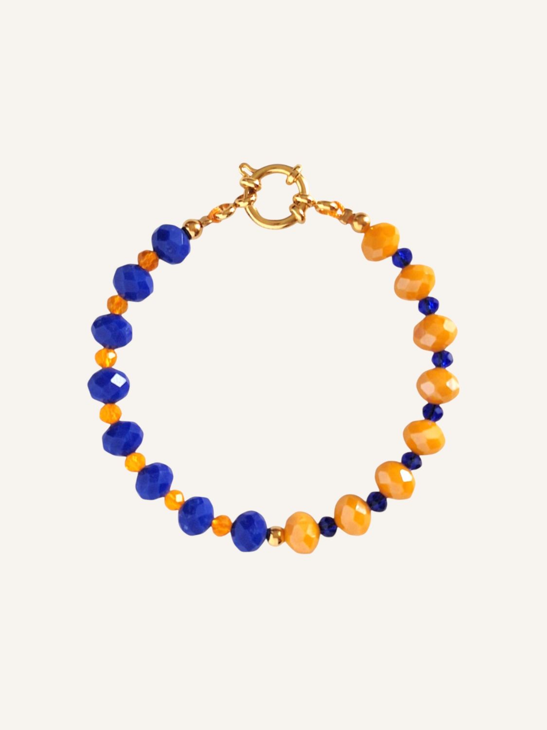 COLOR POP Armband BLUE CLEMENTINE blau orange Gold - Bunter Schmuck Color Pop „Blue Clementine“ – handgemachtes Armband in Blau & Orange. Winterlich, lebendig & einzigartig. Perfektes Geschenk