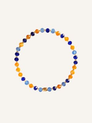CLEMENTINE FROST zartes handgemachtes Armband in Blau & Orange - Bunter Schmuck Handgemachtes Armband in Kontrastfarben Blau und Orange aus facettierten Glasperlen. Perfekt als Weihnachtsgeschenk