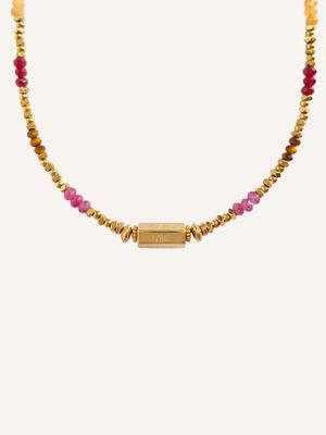 AMARA – Love Halskette aus vergoldetem Edelstahl & Edelsteinmix – Bunter Schmuck Handgefertigte Halskette AMARA aus Edelsteinmix & goldenem Edelstahl. Unikatschmuck in Kleinst-Serie. Tolles Geschenk