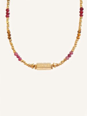 AMARA – LUCKY Halskette aus vergoldetem Edelstahl & Edelsteinmix – Bunter Schmuck Handgefertigte Halskette AMARA aus Edelsteinmix & goldenem Edelstahl. Unikatschmuck in Kleinst-Serie. Tolles Geschenk