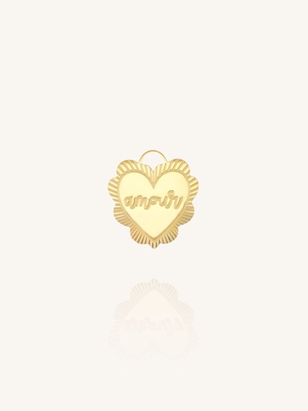 AMOUR Herz Anhänger Edelstahl Gold - Bunter Schmuck Ein goldener Anhänger AMOUR in Herzform aus Edelstahl. Flexibel an Halsketten und Ohrringe hängbar. Bunter Schmuck