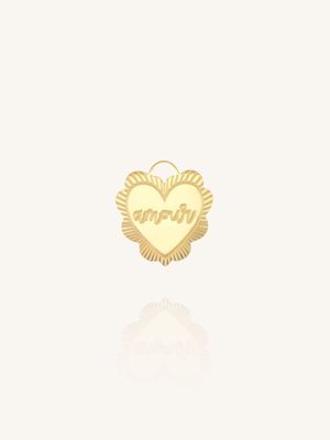 AMOUR Herz Anhänger Edelstahl Gold - Bunter Schmuck Ein goldener Anhänger AMOUR in Herzform aus Edelstahl. Flexibel an Halsketten und Ohrringe hängbar. Bunter Schmuck