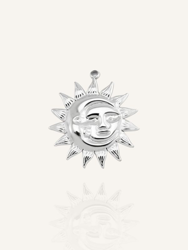Sonne Mond Anhänger Silber - Bunter Schmuck Ein silberner Anhänger mit Sonne und Mond - ein Glücksbringer für innere Harmonie, Schutz und persönliche Entwicklung.