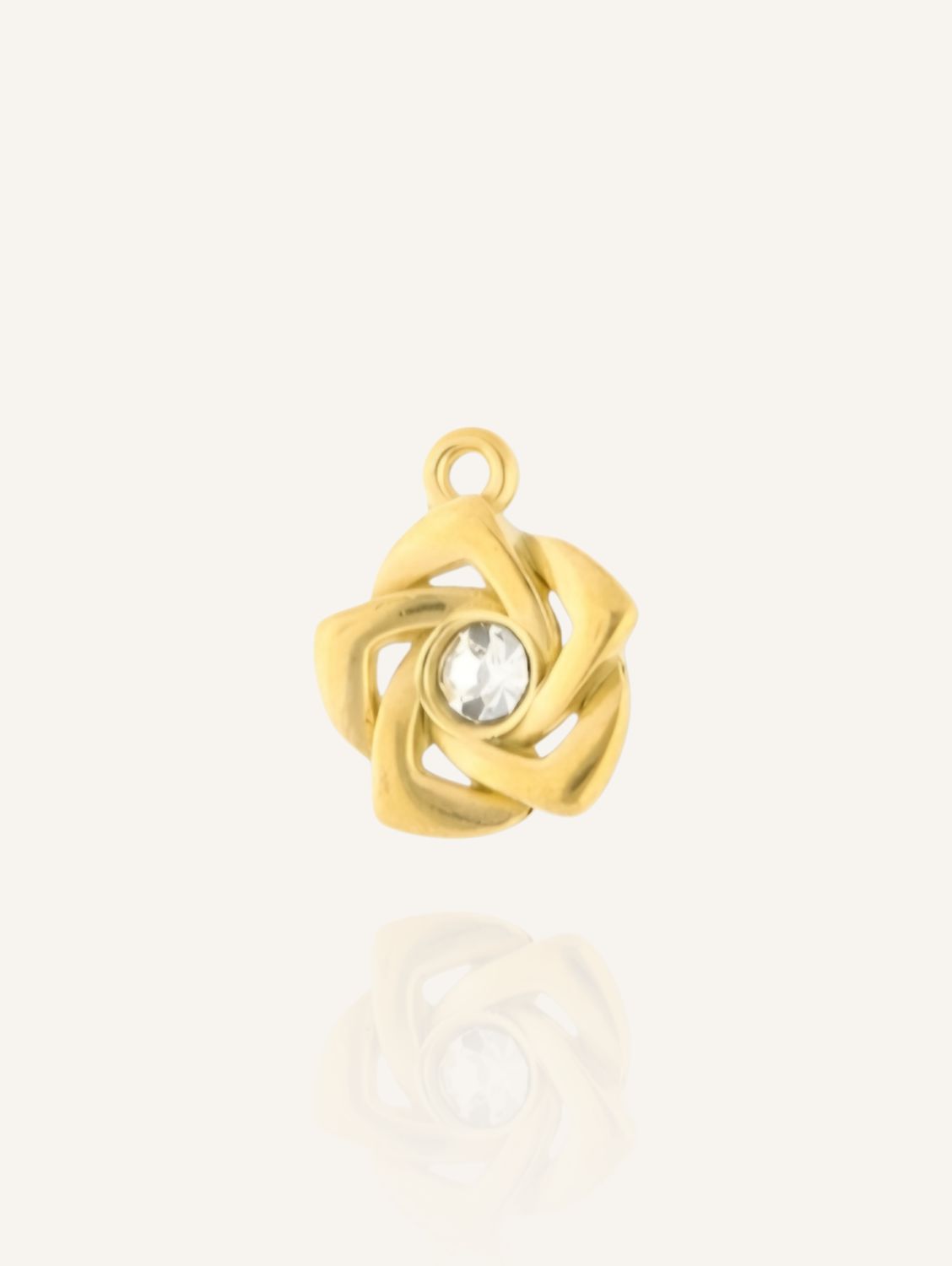 Ein goldener ROSE Anhänger mit Strass-Stein- ein Glücksbringer, der Liebe, Freundschaft und Schönheit symbolisiert.