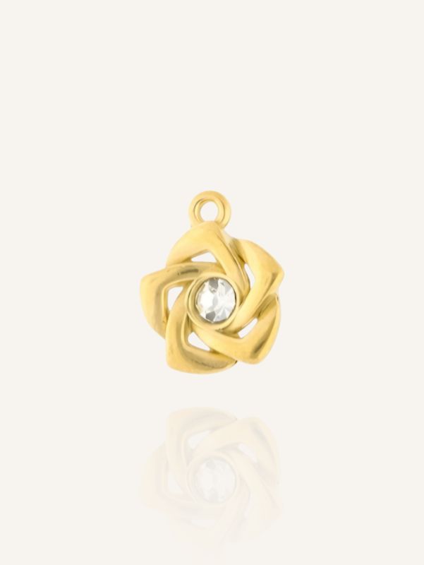 Rose mit Strass-Stein Anhänger Gold - Bunter Schmuck Ein goldener ROSE Anhänger mit Strass-Stein- ein Glücksbringer, der Liebe, Freundschaft und Schönheit symbolisiert.