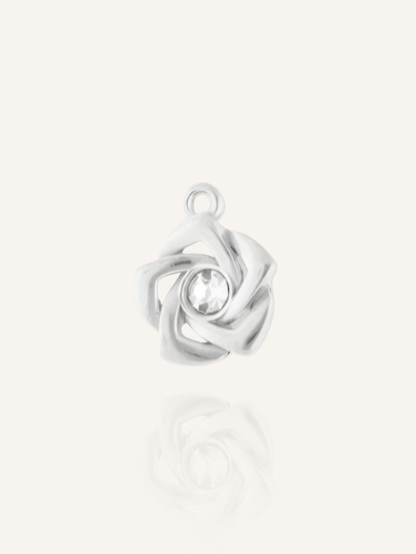 Rose mit Strass-Stein Anhänger Silber - Bunter Schmuck Ein silberner ROSE Anhänger mit Strass-Stein- ein Glücksbringer, der Liebe, Freundschaft und Schönheit symbolisiert.