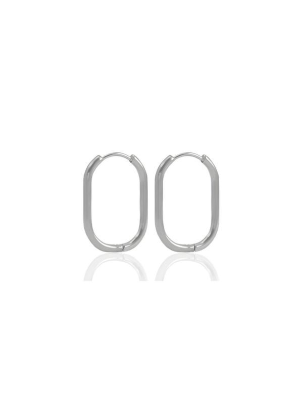 Creolen NATI Ohrringe Oval 23 mm Silber Edelstahl - Bunter Schmuck