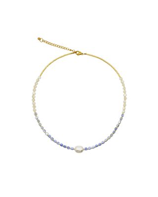 Halskette LENI Perlmutt Blau Süsswasserperle Gold