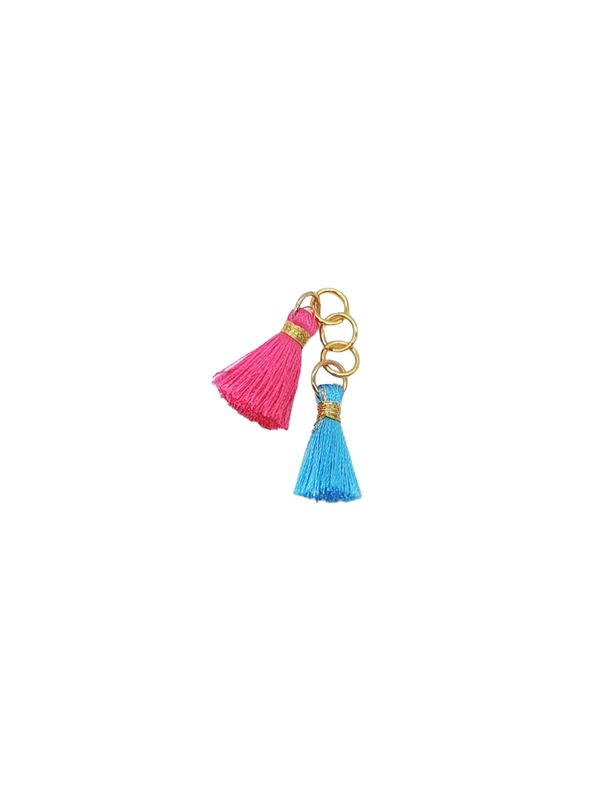 Anhänger QUASTE pink blau gold - Bunter Schmuck