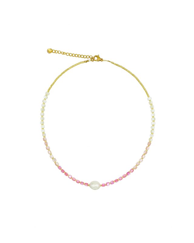 Halskette LENI Perlmutt PINK Süsswasserperle - Bunter Schmuck