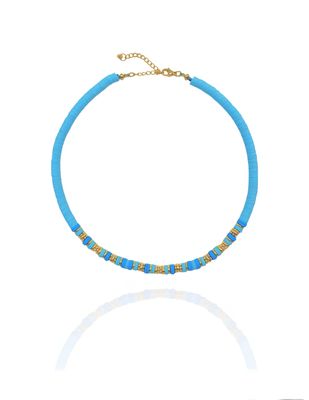 Halskette MAVIE Choker Blau Katsuki Gold - Bunter Schmuck
