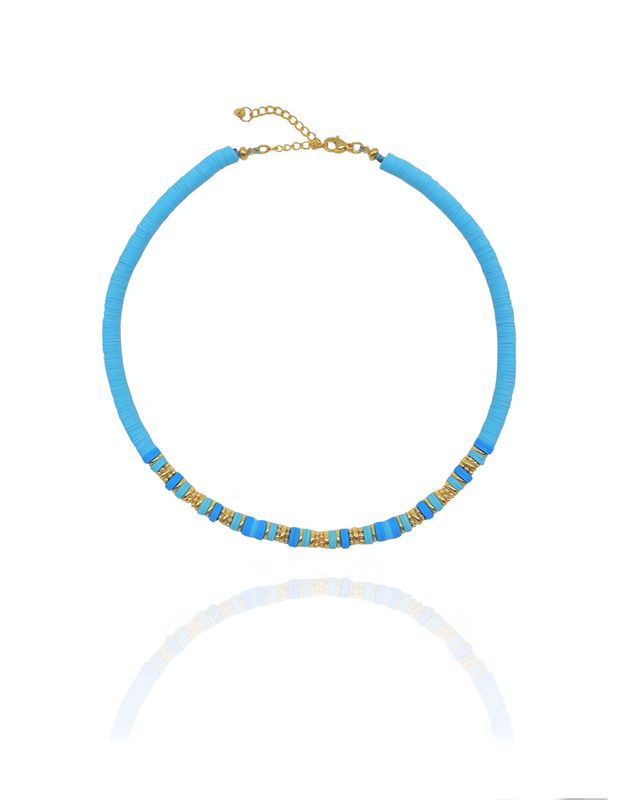 Halskette MAVIE Choker Blau Katsuki Gold - Bunter Schmuck