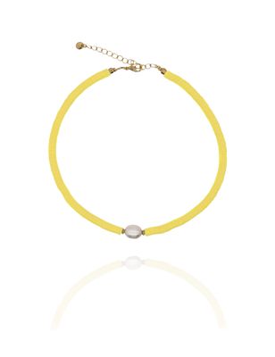 Halskette LULU Süßwasserperle XL Gelb neon - Bunter Schmuck