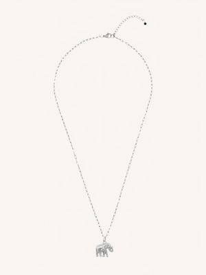 Filigrane Gliederkette aus silbernem Edelstahl mit einem silbernen Elefanten-Anhänger