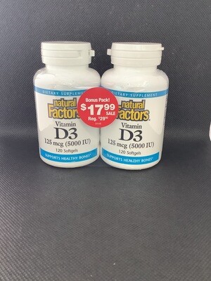 Natural Factors Vitamin D3 5000iu BONUS PACK