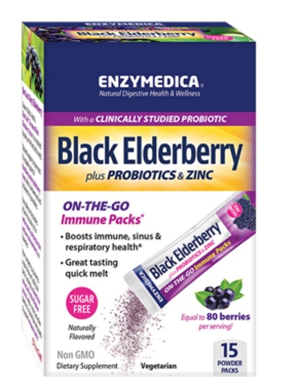 Enzymedica Black Elderberry Plus Probiotics &amp; Zinc, Quantity: 15 sticks