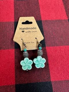 KK Floral Earring Green