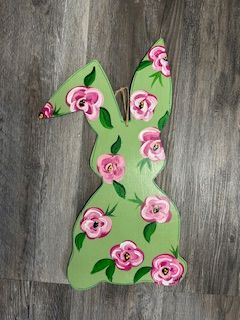 PA Bunny Green Pink Door Knocker
