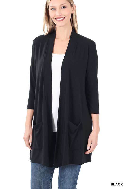 LB 2 pocket Cardi Black Small