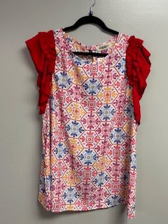 LB Ruffle Print Red Shirt 2XL