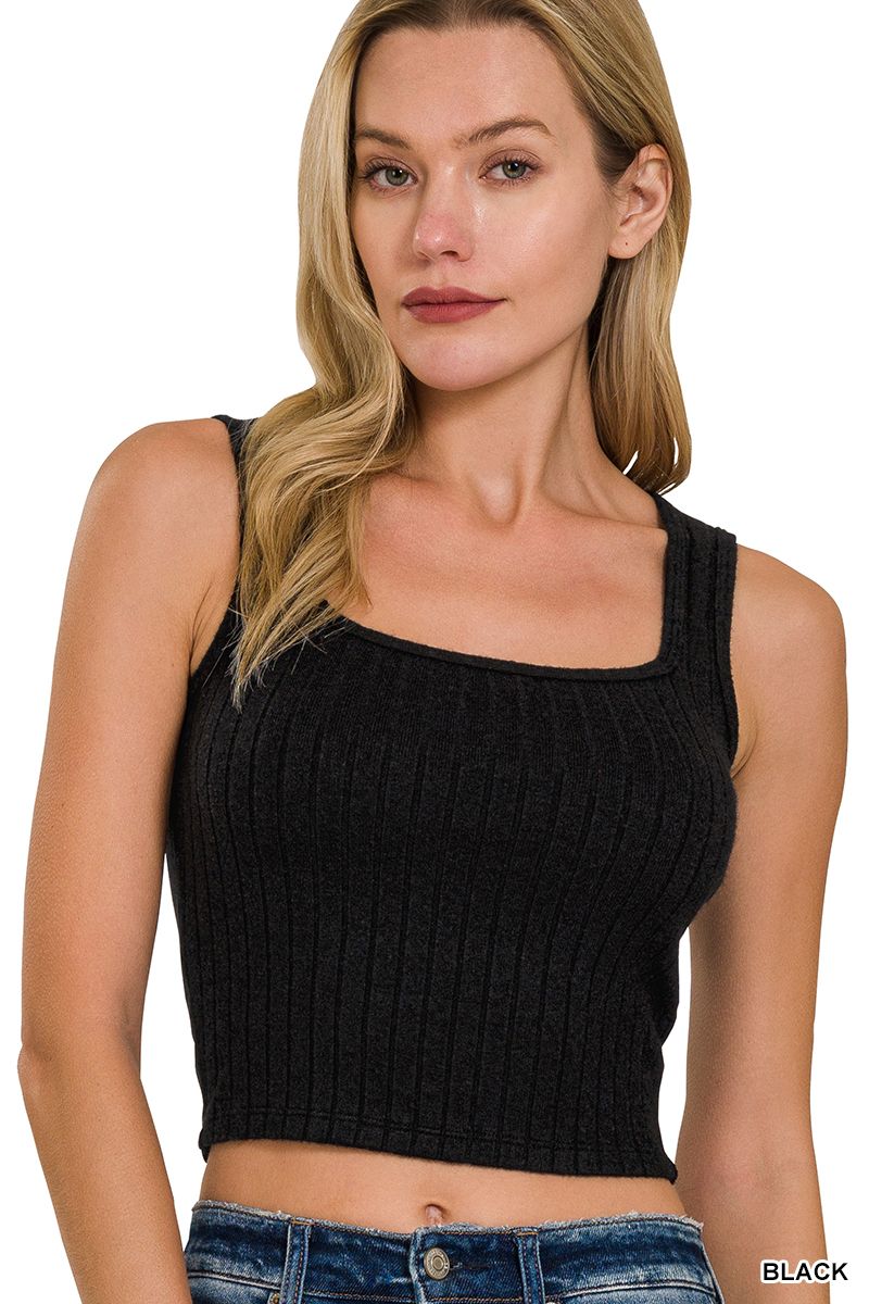 LB Crop Square Neck Black Large