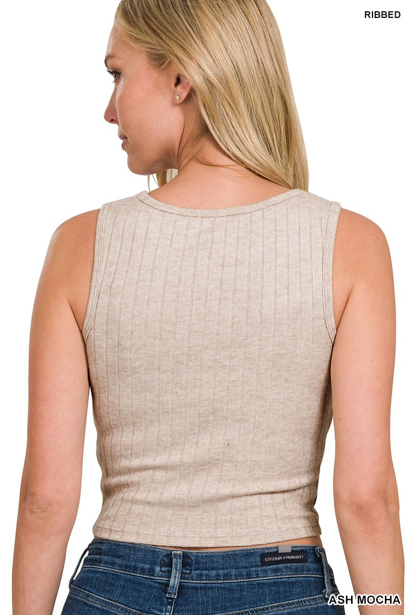 LB Crop Square Neck Mocha Small