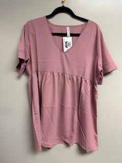 LB V Neck Swing Shirt Lt Rose Small