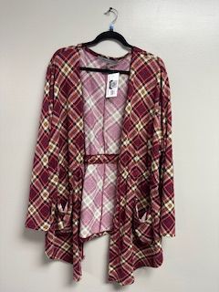 LB Plaid Cardi Maroon 2Xlarge