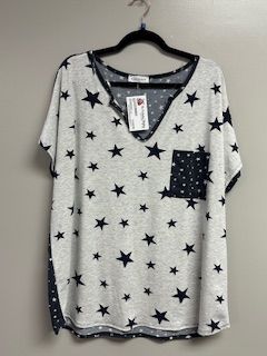 LB V Neck Star Shirt Blue 3XL