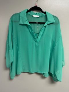 LB Sheer Oversized Top Green Small