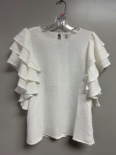 LB Ruffle Layered Shirt Off White Medium