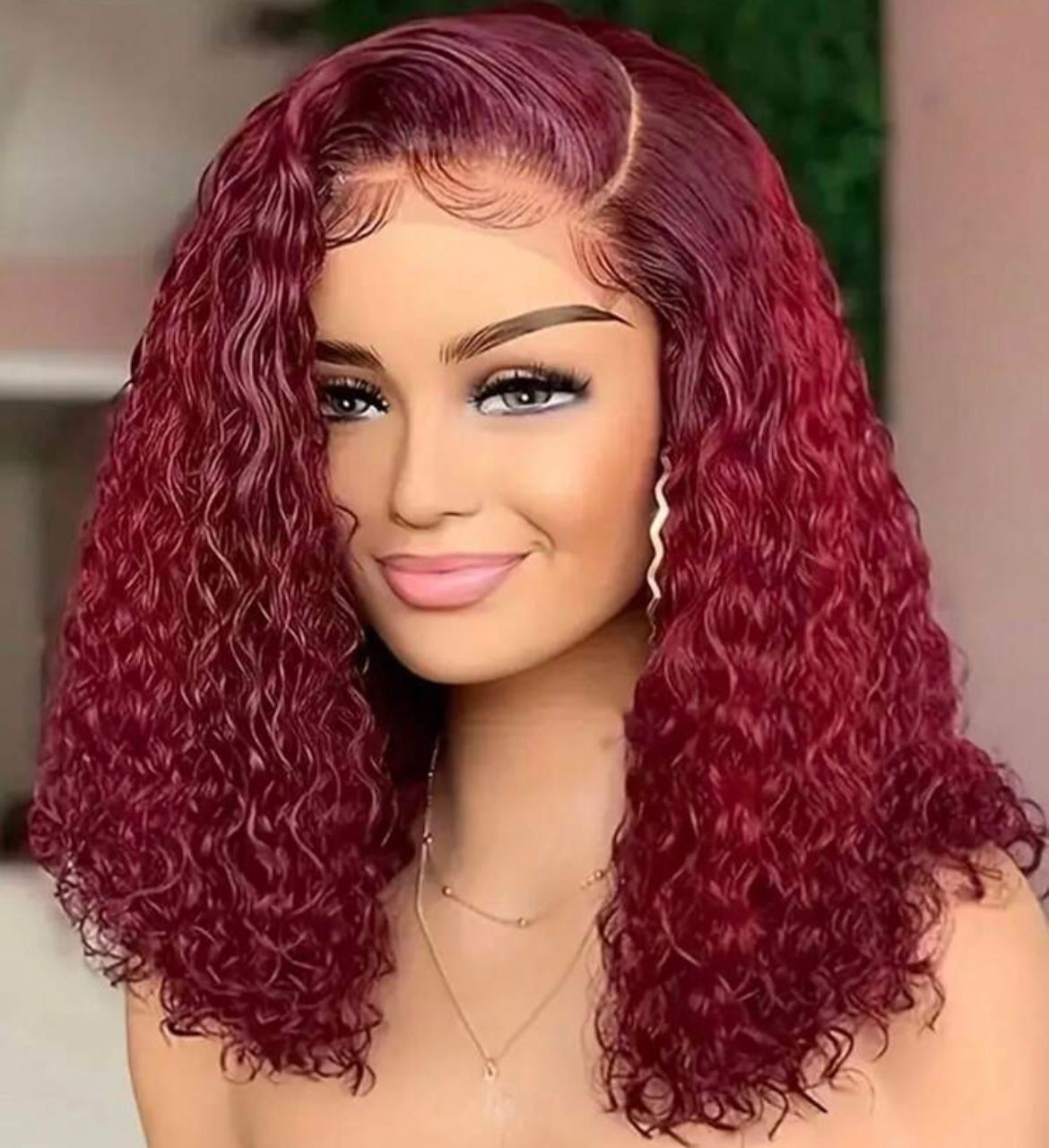 Burgundy Deep Wave 4x4 lace front 10 inch wig