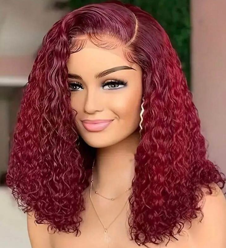 Burgundy Deep Wave 4x4 lace front 10 inch wig