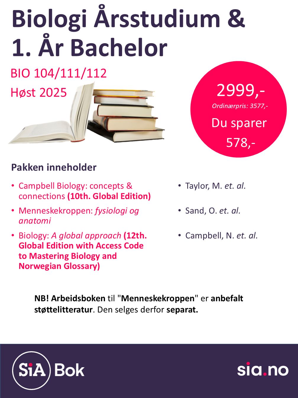Biologi, 1 år, Bachelor