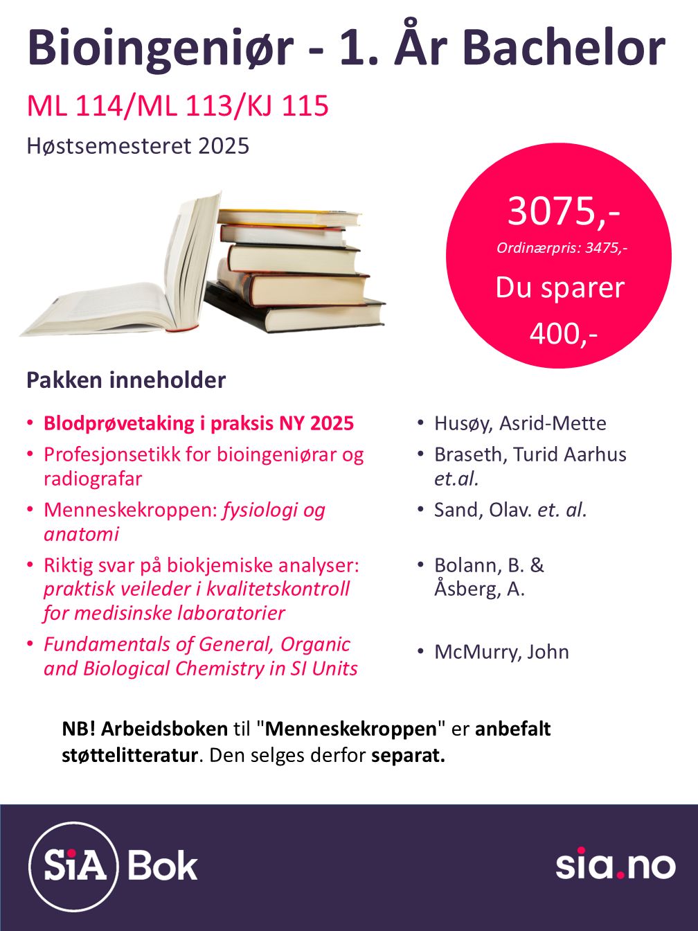 Bioingeniør, 1 semester, Bachelor