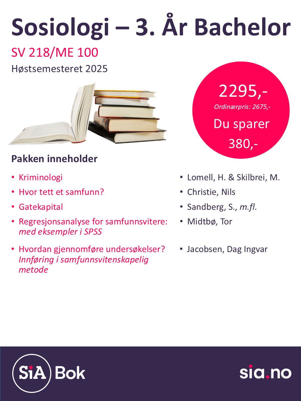 Sosiologi, 5 semester, Bachelor (3 år)