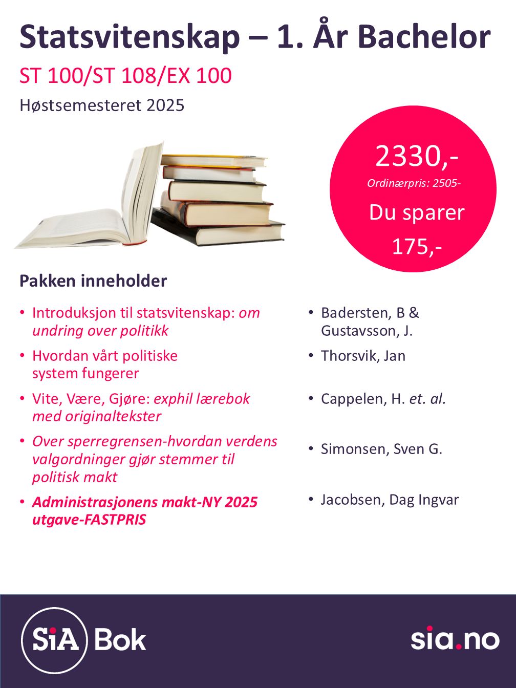 Statsvitenskap, 1 semester, Bachelor (1 år)