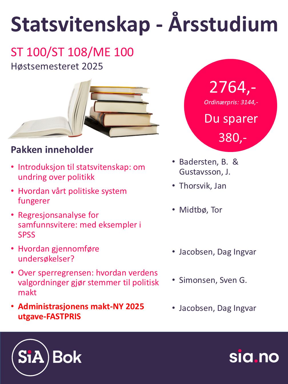 Statsvitenskap, 1 semester, Årsstudium
